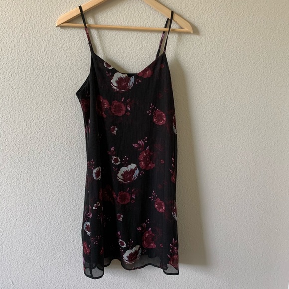 Black Floral Slip Dress - Picture 1 of 5